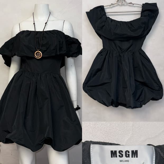 MSGM black balloon off shoulder mini ops