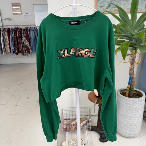 일본빈티지 X-LARGE 카모 빈티지 크롭슬리브