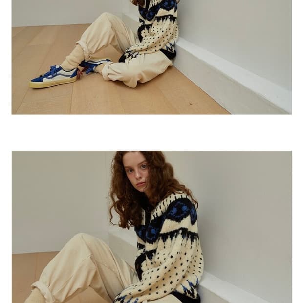 새상품)그린버터 알파카울 노르딕 코위찬 가디건 os