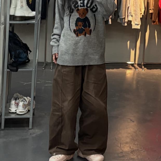 게스진스 곰돌이 그레이 니트 A3110