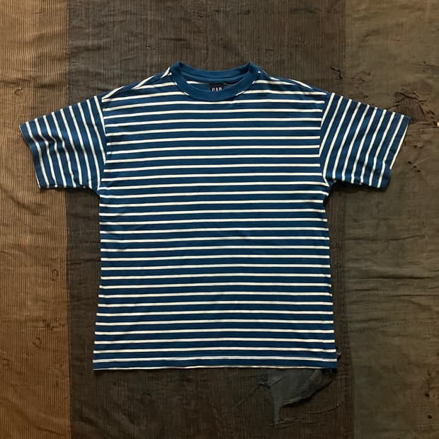 90s 00s 빈티지 GAP 올드 갭 블루 스트라이프 반팔 티셔츠