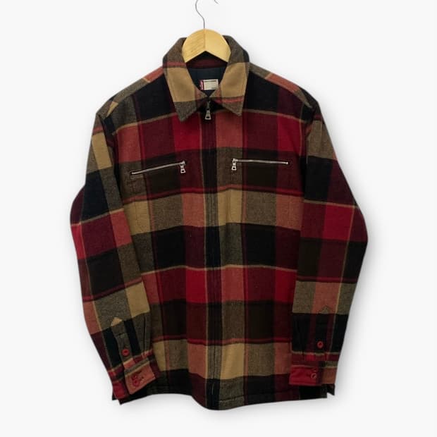 리바이스 울 블렌드 체크 자켓 블루종 M