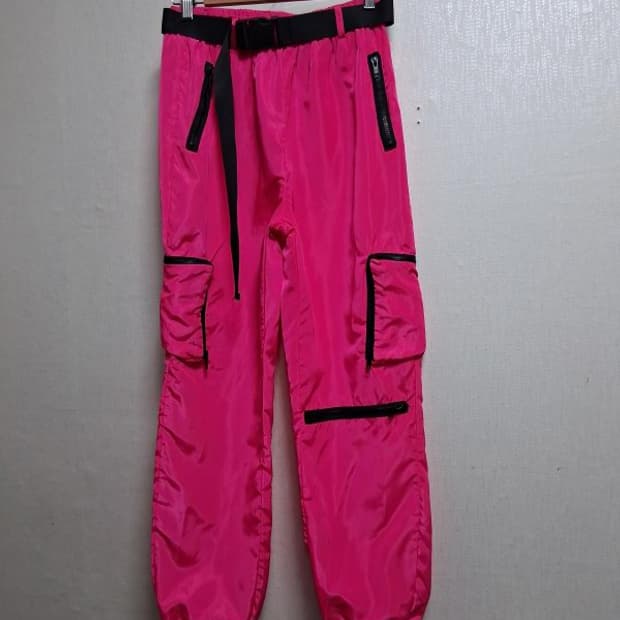 Shein 핫핑크 벨트 카고 조거팬츠 바람막이 소재 26까지  새옷상태 