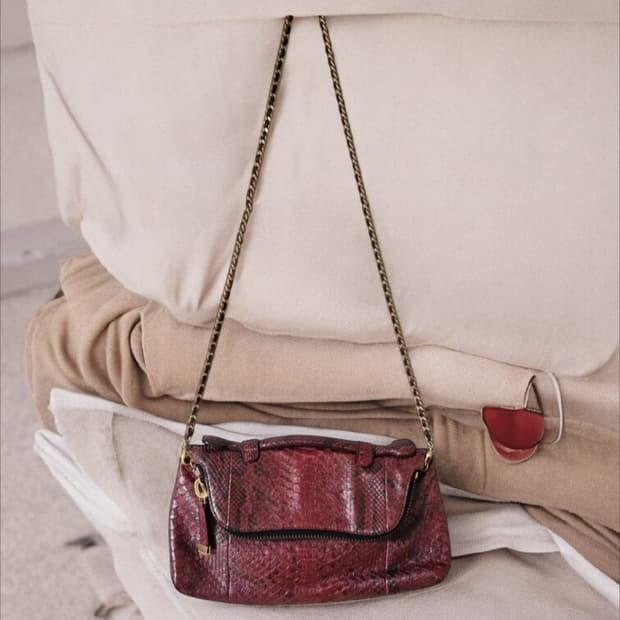 힐리앤서스 레드 레더 체인 가방 숄더백 클러치백