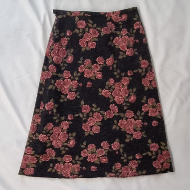 빈티지 오리엔탈 플라워 패턴 스커트