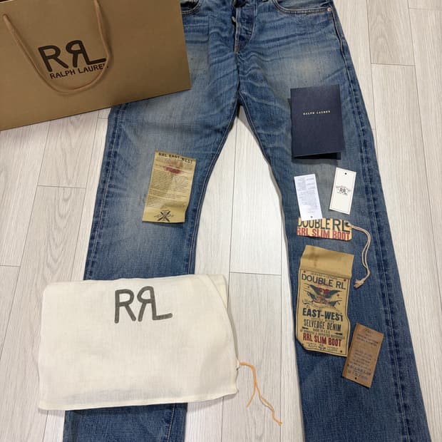 RRL 슬림부츠 브라이어필드 셀비지진