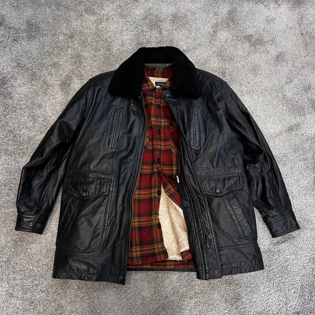 빈티지 블랙 소가죽 사파리 자켓L