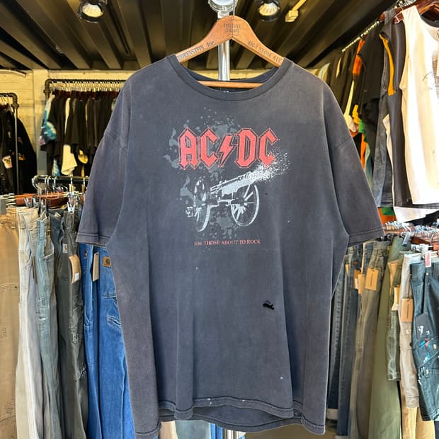 ACDC 락밴드 페이드 프린팅 티셔츠
