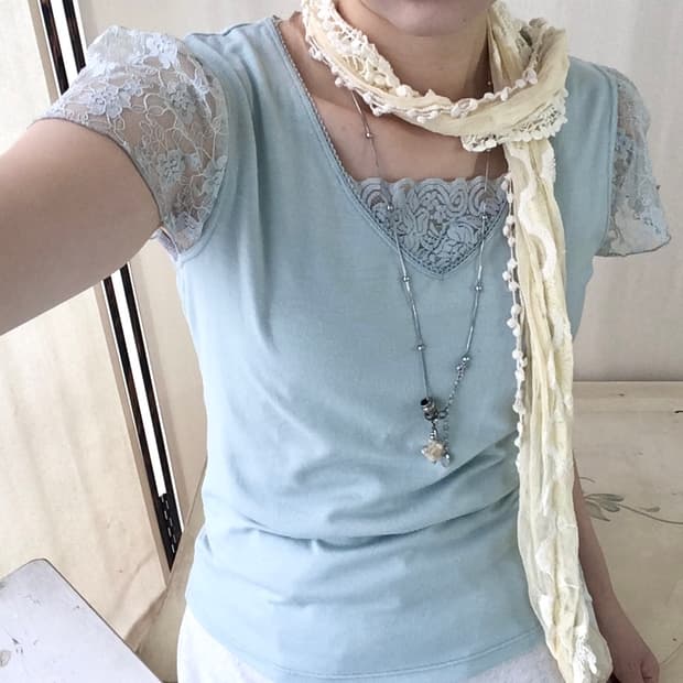 jpn vintage 뮤트 민트 레이스 탑