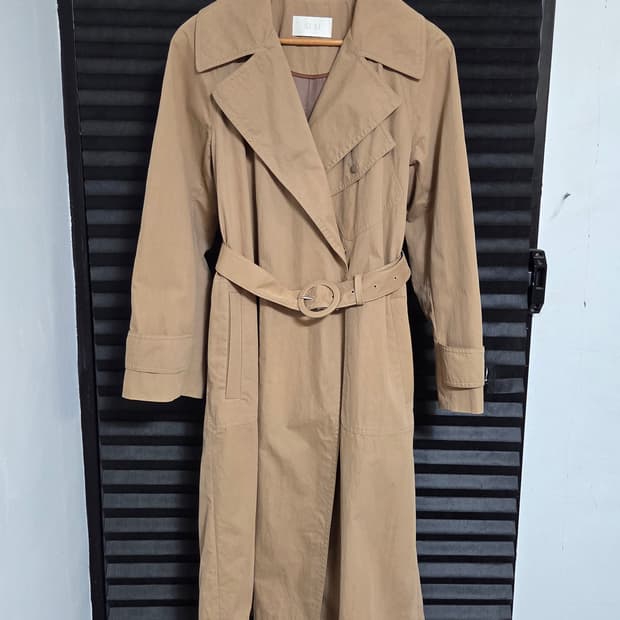 [SJSJ] 와이드 카라 면 벨티드 트렌치 코트 | 00170