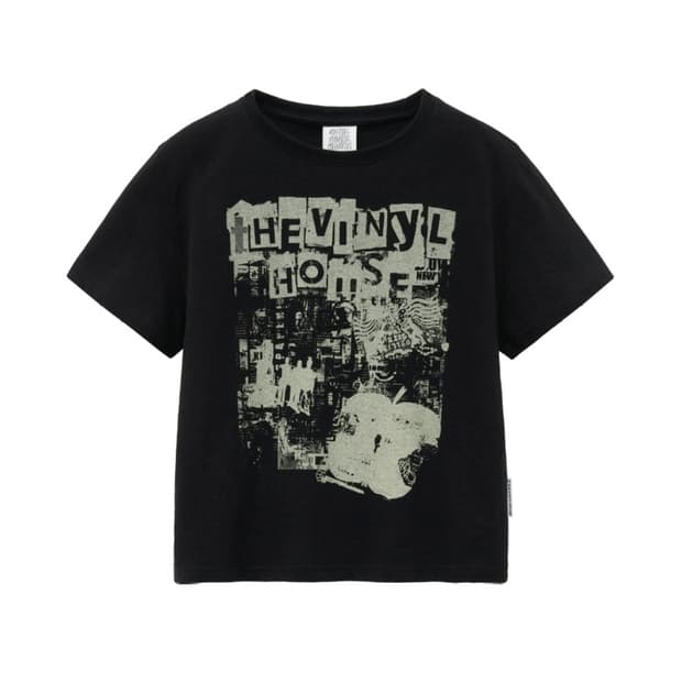 M) 더바이닐하우스 뉴스페이퍼 티셔츠 블랙