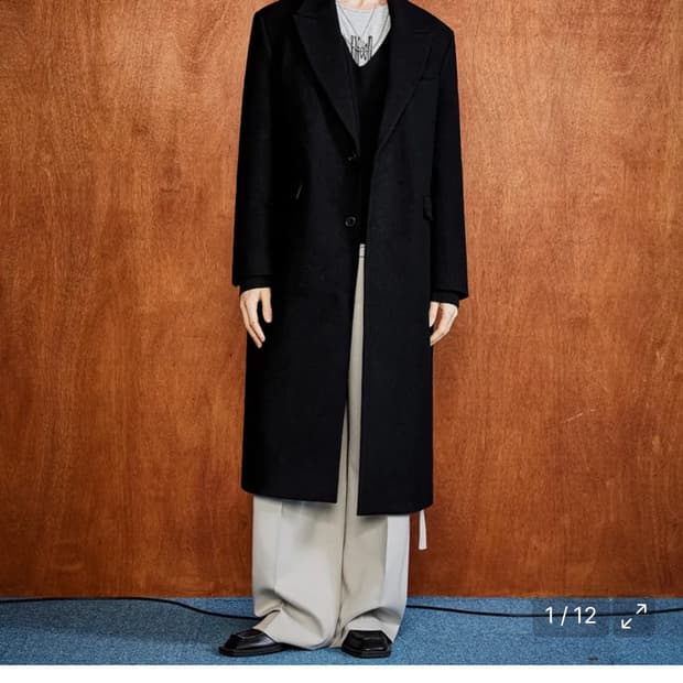 엘무드 빅맘 헤링본 싱글 코트 블랙