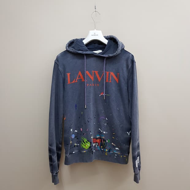 한섬 랑방 로고 페인팅 그래픽 후드 스웨트셔츠 100사이즈