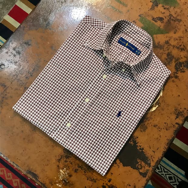 폴로랄프로렌 브라운 깅엄 체크 코튼 셔츠 남성 105 사이즈