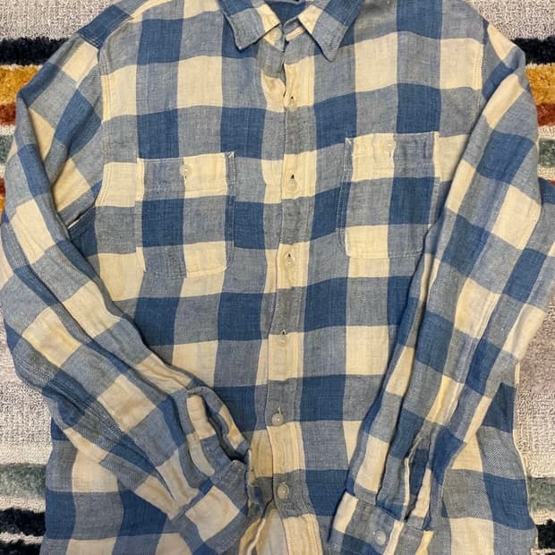 더블알엘 린넨 플렌드 체크셔츠 m