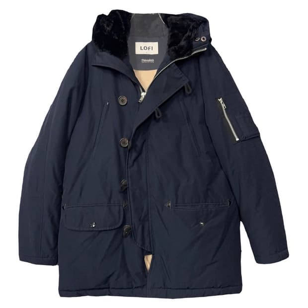 빈티지 로파이 신슐레이터 라쿤 패딩 m 100 네이비 야상
