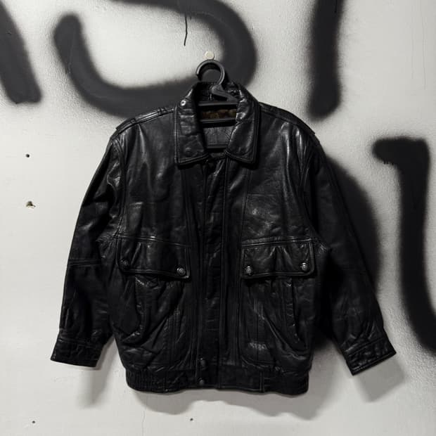 VTG 빈티지 100% 소가죽 리얼레더 싱글 블루종 자켓