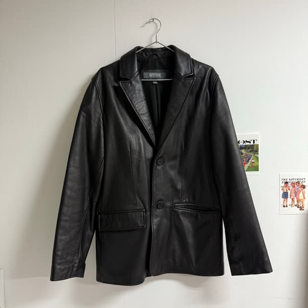 Real leather single jacket 