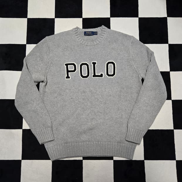M 폴로랄프로렌 스펠아웃 라운드넥 니트 그레이 변요한니트