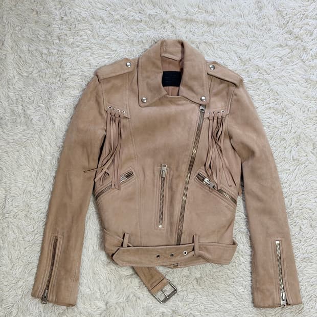 (AllSaints) 정품 여성 프릴 스웨이드 라이더 자켓