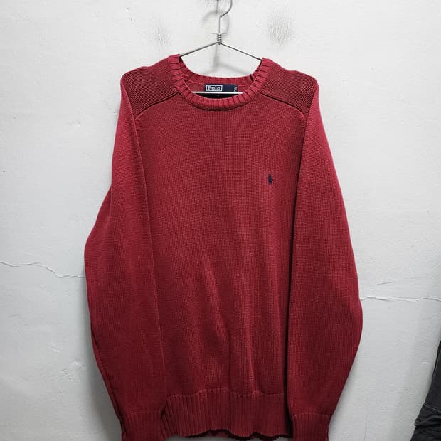 폴로 랄프로렌 헤비코튼 버건디 니트 스웨터