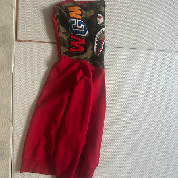 베이프 반카모 레드 샤크 후드집업 적계 라지 L