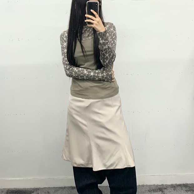 Premura 패턴 매쉬 롱슬리브