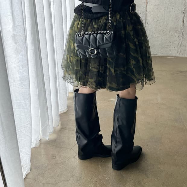더블 튤 스커트 카모플라쥬