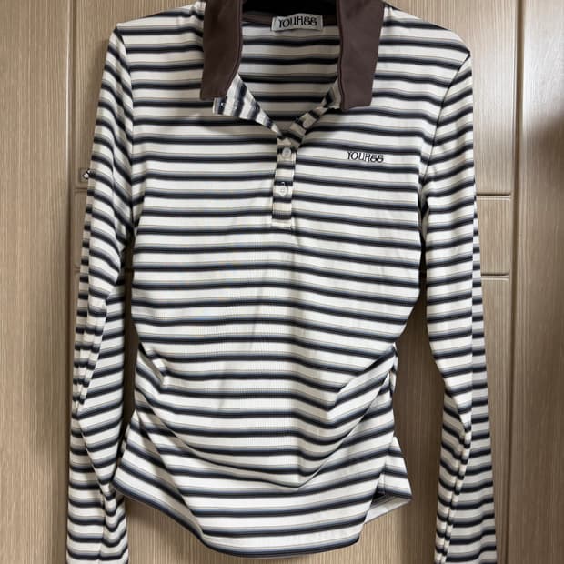 유희 STRIPE LONG SLEEVE PK T-SHIRTS BROWN