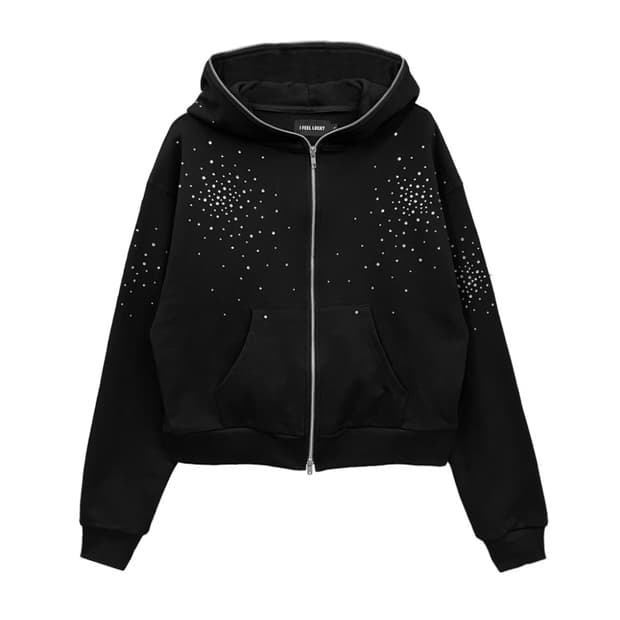 I feel lucky bling hood zip up