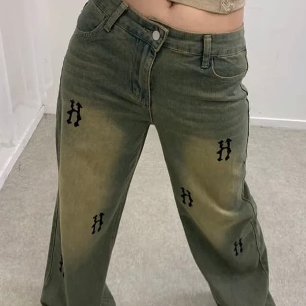 H 빈티지 와이드 데님팬츠