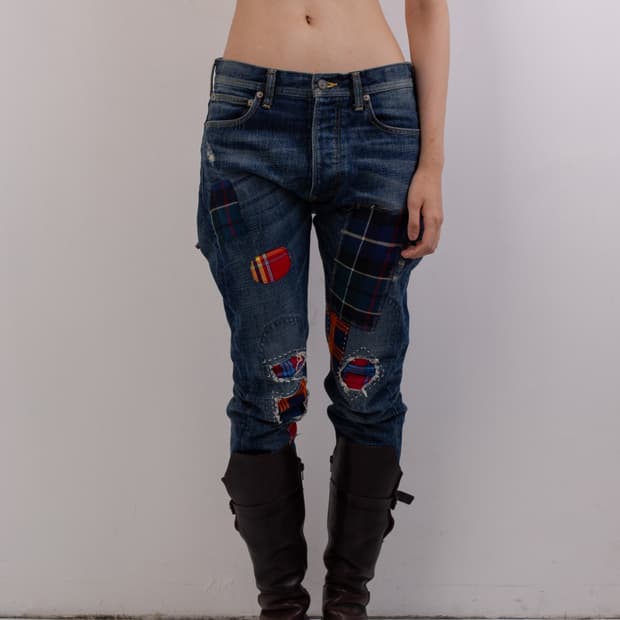 VIVIENNE WESTWOOD PATCH WORK DENIM PANTS