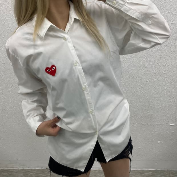꼼데가르송 하트와펜 화이트 셔츠 M