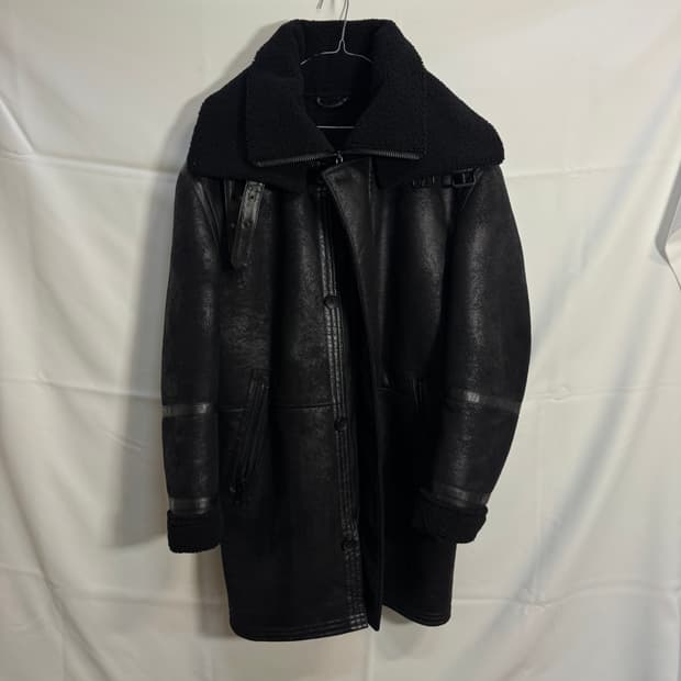 자라 무스탕 롱 레더 자켓