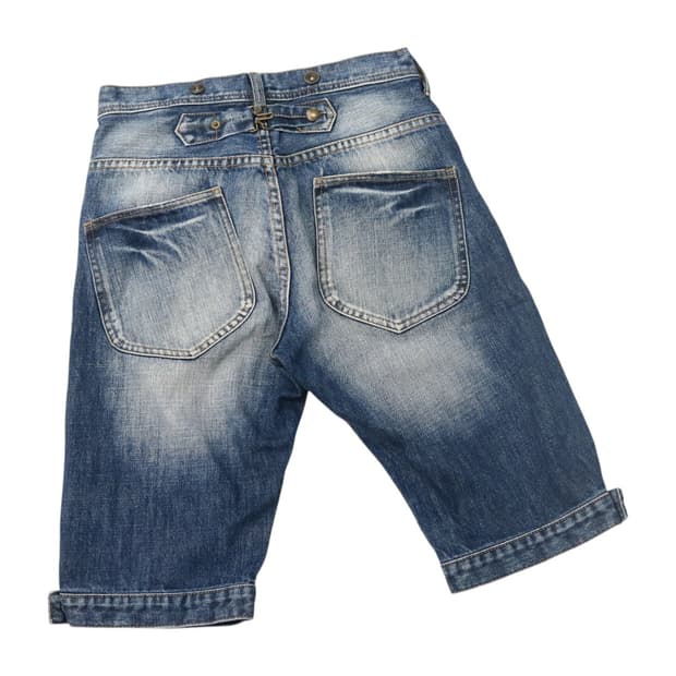 e.a.p 빈티지 신치백 하프 데님 팬츠