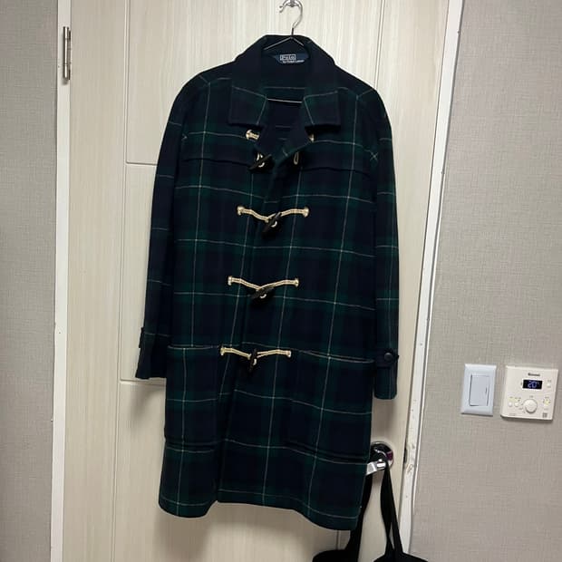 00's tartan check duffle coat 