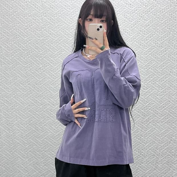 인사일런스 아플리케 그런지 딥퍼플 포도맛 롱슬리브 S C10655