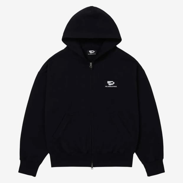 웰빙익스프레스 후드집업 Logo Patch Zip Up Black (M)