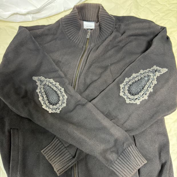 3) 폴리테루 트랙 니트 집업 차콜