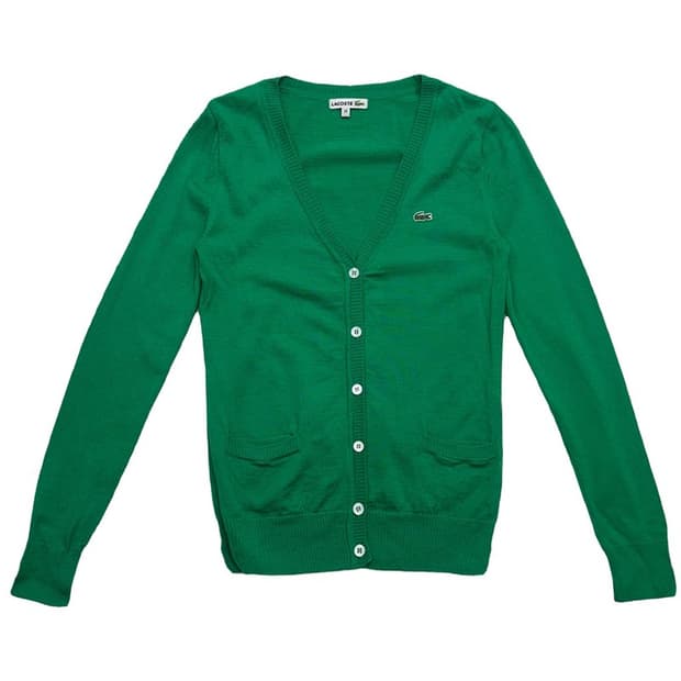 라코스테 그린 브이넥 가디건 36
