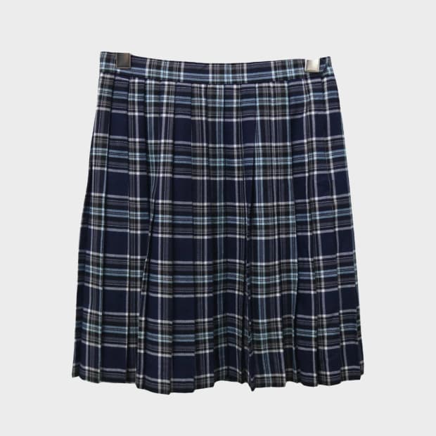프레피룩 체크 미디 플리츠 스커트 62434