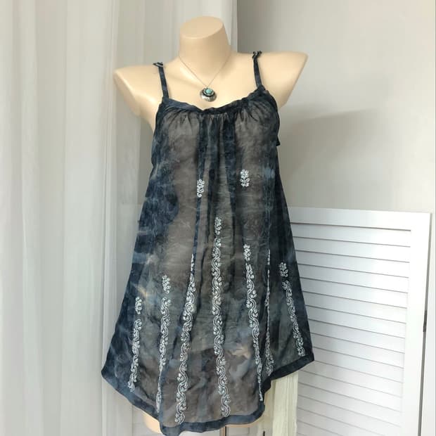 navy sheer sequin detail sleeveless