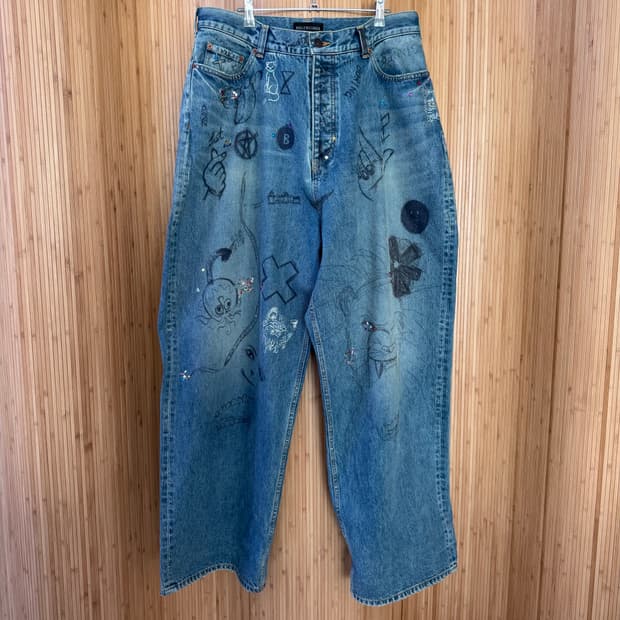 발렌시아가 라인스톤 배기팬츠