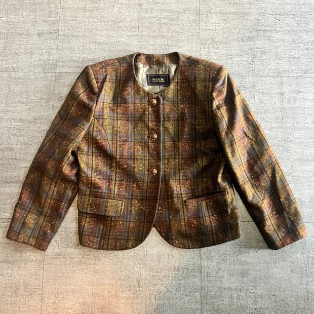 일본빈티지 Mssljr 하구미모리걸 달천깔페어리 복고풍 트위드자켓
