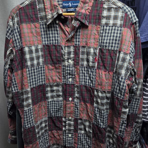 폴로 랄프로렌 패치워크 체크 셔츠 커스텀핏 xl