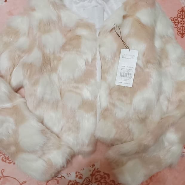 세실맥비 핑크화이트 퍼자켓 코트 m