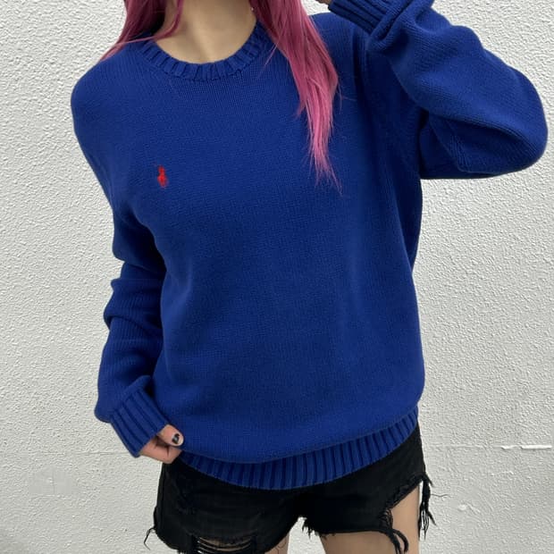 폴로 랄프로렌 레드포니 코발트블루 니트 M