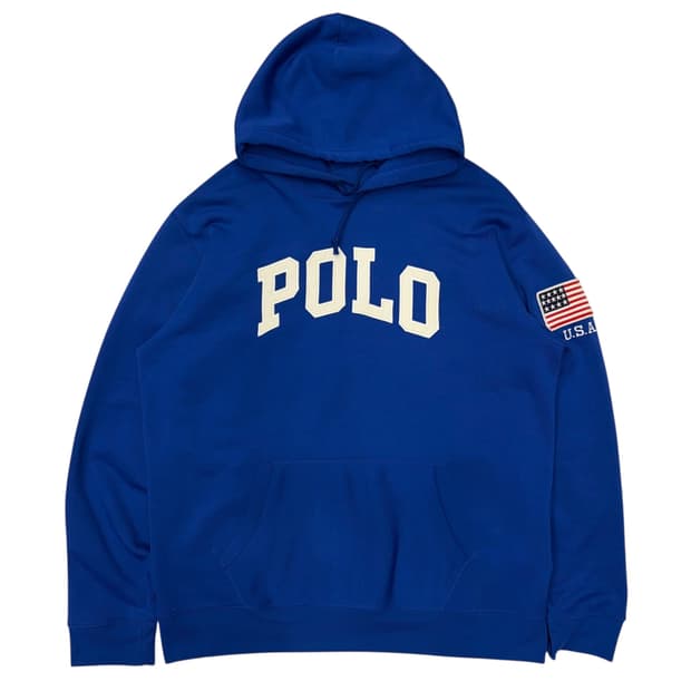 폴로 랄프 로렌 빅 아치 로고 블루 후드티 XL