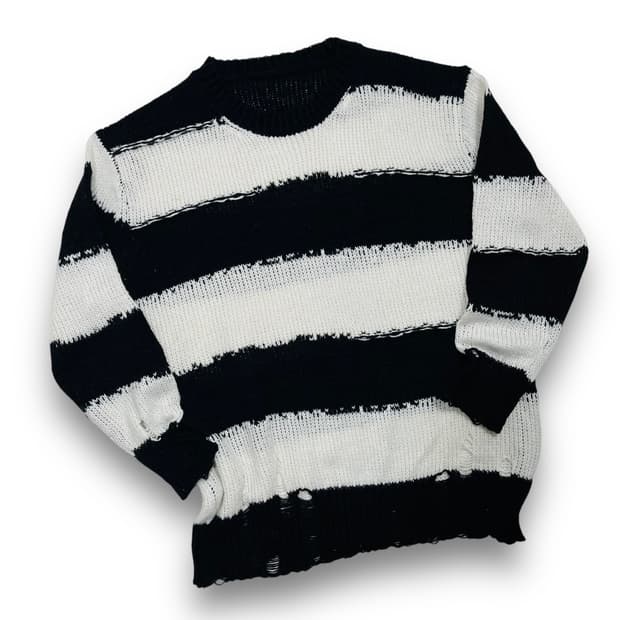 Punk hairy Damage Stripe Knitwear