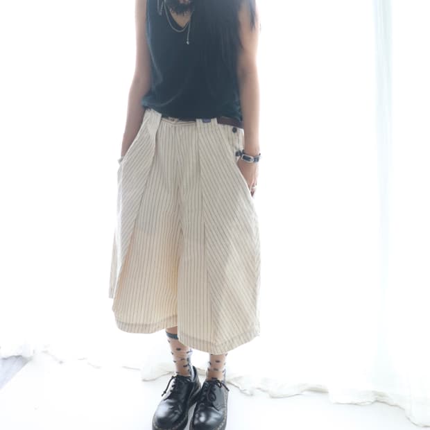 [Kapital] Stripe Tuck Culottes Pants